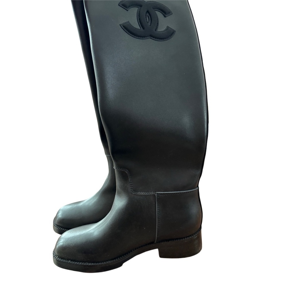 CHANEL Black Over the Knee Boots